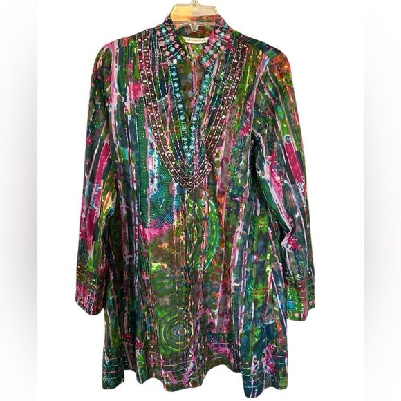 Soft Surroundings Tops - Soft Surroundings Watercolor Tie Dye Mosaic Tunic M